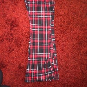 Red Plaid Bell Botton Leggings